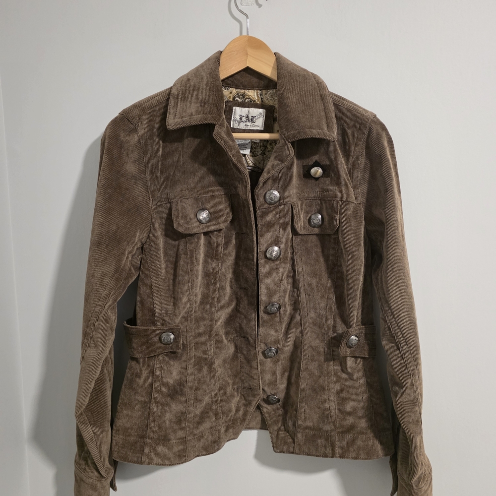 L.A. Live a Little Brown Corduroy Jacket Women’s Size Small Boho Western Stretch - Picture 3 of 13